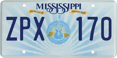 MS license plate ZPX170