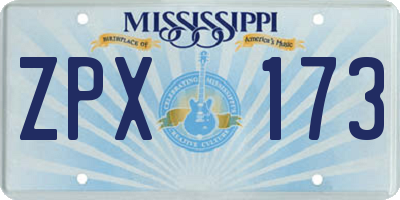 MS license plate ZPX173