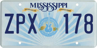 MS license plate ZPX178