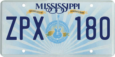MS license plate ZPX180