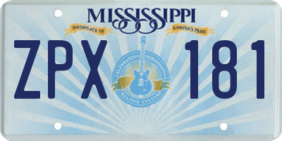 MS license plate ZPX181