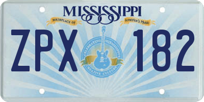 MS license plate ZPX182