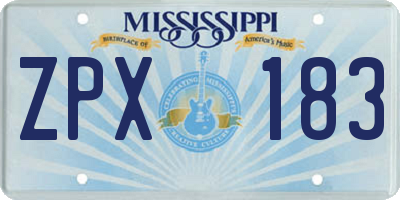 MS license plate ZPX183