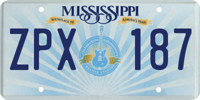 MS license plate ZPX187