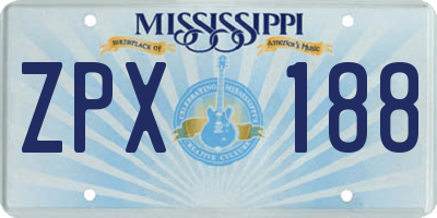 MS license plate ZPX188