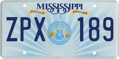MS license plate ZPX189