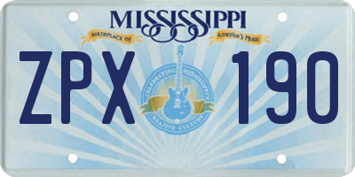 MS license plate ZPX190