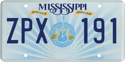 MS license plate ZPX191