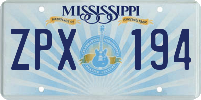 MS license plate ZPX194