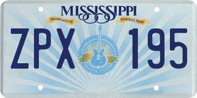 MS license plate ZPX195