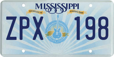 MS license plate ZPX198