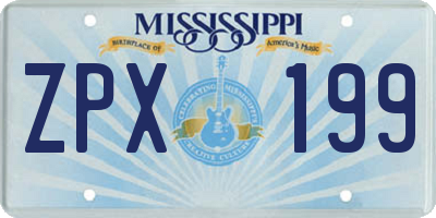 MS license plate ZPX199