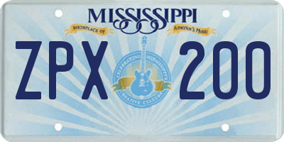 MS license plate ZPX200