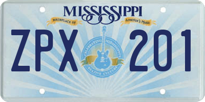 MS license plate ZPX201