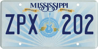 MS license plate ZPX202