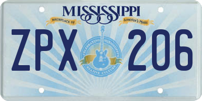 MS license plate ZPX206