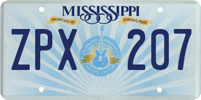 MS license plate ZPX207