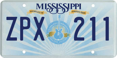 MS license plate ZPX211