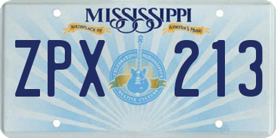 MS license plate ZPX213