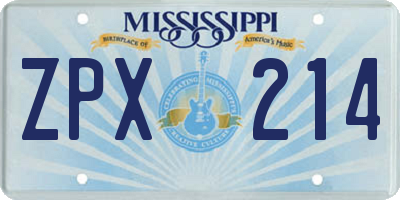 MS license plate ZPX214