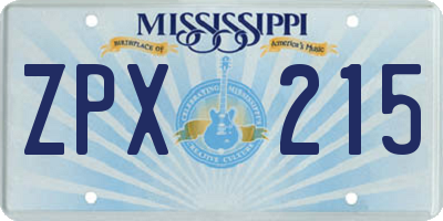 MS license plate ZPX215