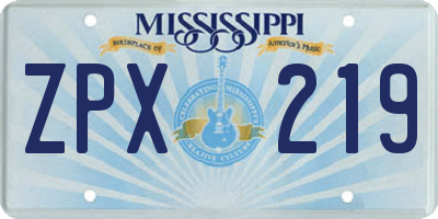MS license plate ZPX219