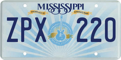 MS license plate ZPX220
