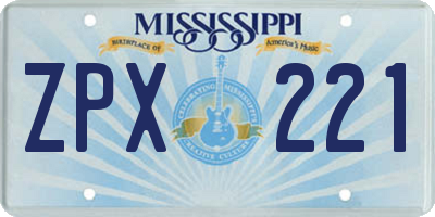 MS license plate ZPX221