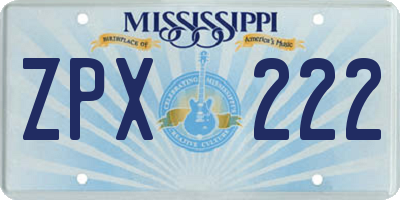 MS license plate ZPX222