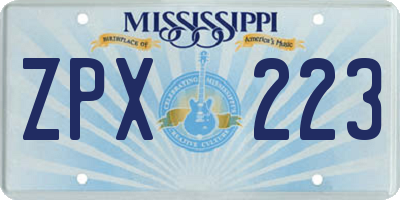 MS license plate ZPX223