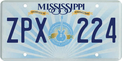 MS license plate ZPX224