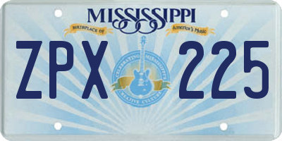 MS license plate ZPX225