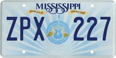 MS license plate ZPX227