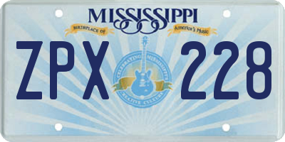 MS license plate ZPX228