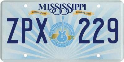 MS license plate ZPX229