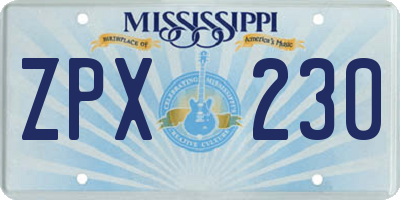 MS license plate ZPX230