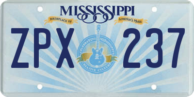 MS license plate ZPX237