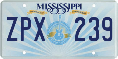 MS license plate ZPX239