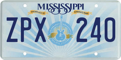 MS license plate ZPX240
