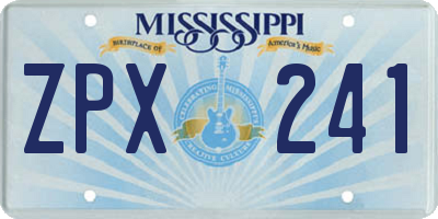 MS license plate ZPX241