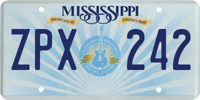 MS license plate ZPX242