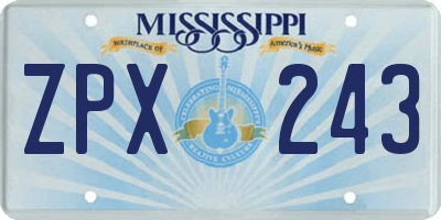 MS license plate ZPX243