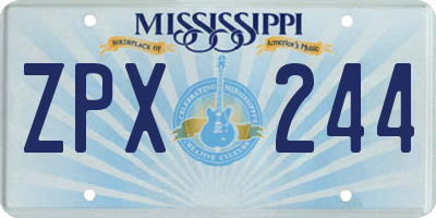 MS license plate ZPX244