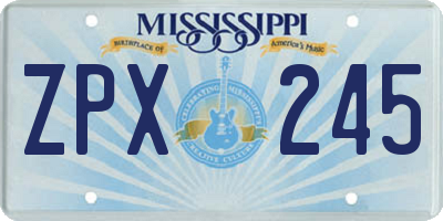 MS license plate ZPX245