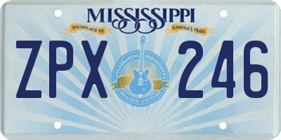 MS license plate ZPX246