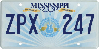 MS license plate ZPX247