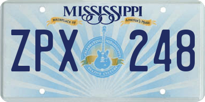 MS license plate ZPX248