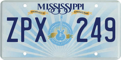 MS license plate ZPX249