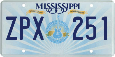MS license plate ZPX251