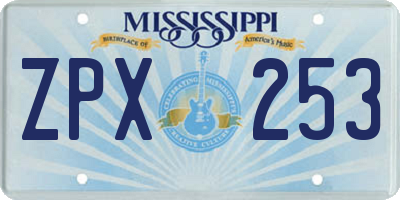MS license plate ZPX253